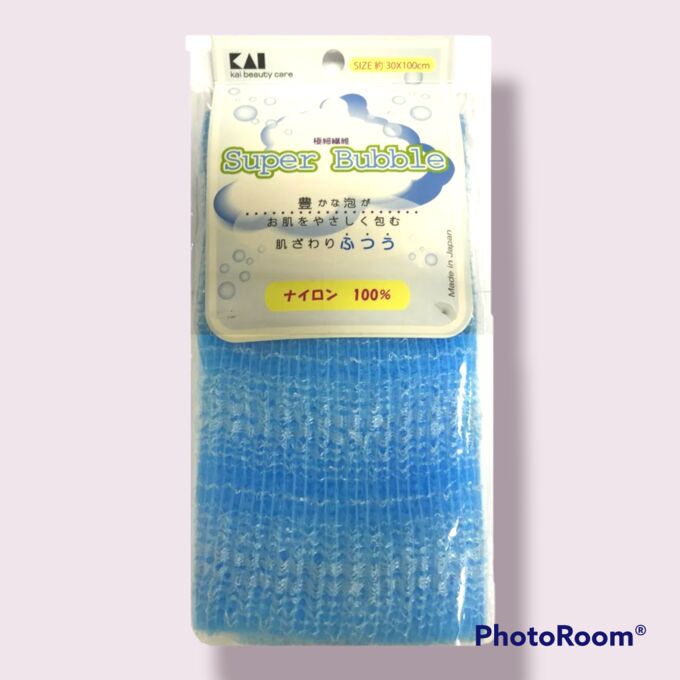 KAI-RAZOR Мочалка для тела (с объемным плетением средней жесткости) 30 см х 100 см. Цвет: Голубой