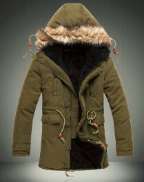 Утепленная куртка-парка с капюшоном (меховая опушка) Цвет: ТЕМНО-ЗЕЛЕНЫЙ