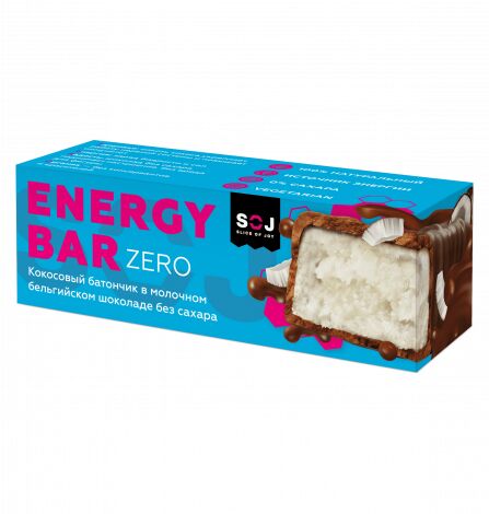 SOJ Батончик 902 Energy Bar ZERO кокосовый в молочном шоколаде без сахара 45 г
