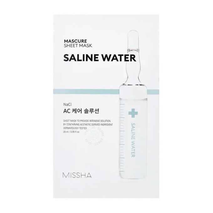 Missha Sheet Mask Mascure NaCL AC Care Solution Saline Water Тканевая маска для чувствительной кожи лица, 28 мл