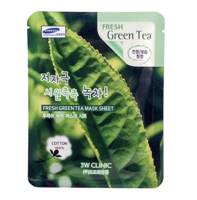 3W Clinic 3W Тканевая маска для лица, зеленый чай &quot;Fresh Green tea Mask Sheet&quot; 23мл, 1*600 шт