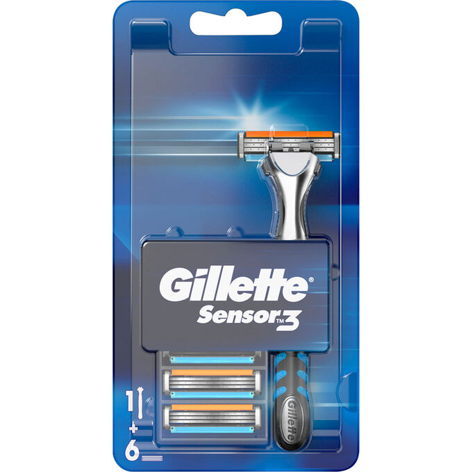 Gillette бритвенный станок Sensor3 Blue3 Vector3 без подставки с 6 кассетами