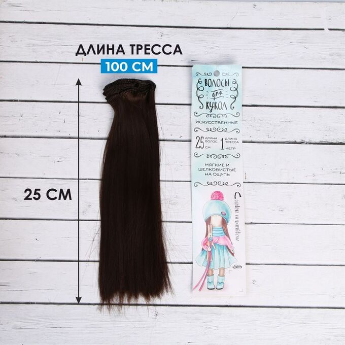 Школа талантов Волосы - тресс для кукол «Прямые» длина волос: 25 см, ширина: 100 см, цвет № 4