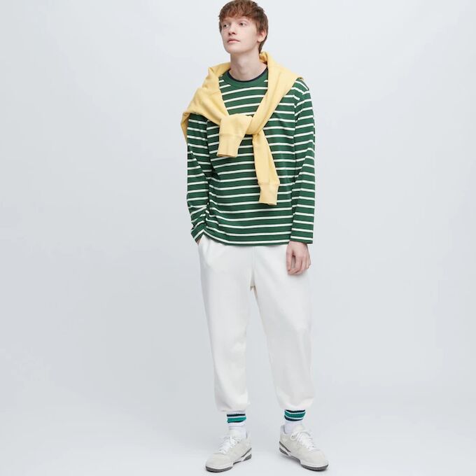 UNIQLO Мужская футболка с длинным рукавом, зеленый