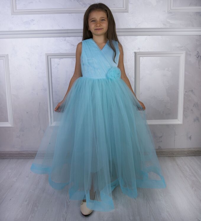 Тимошка Платье для девочки из фатина цвет Мятный(голубой)