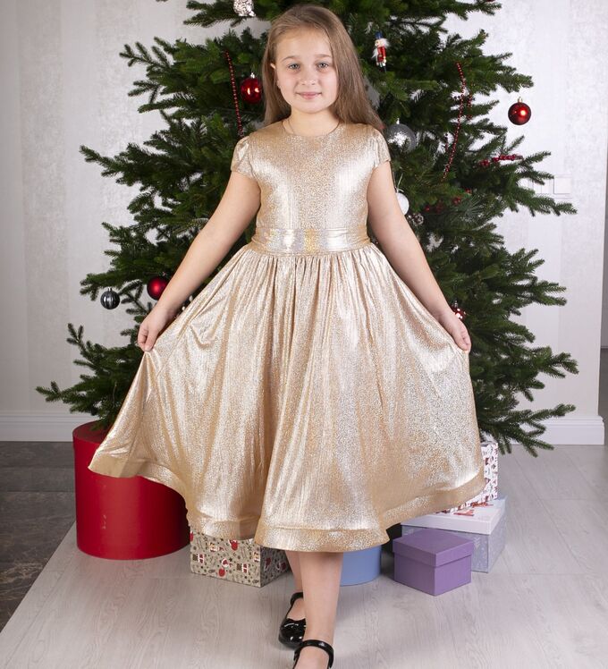 Тимошка Платье для девочки праздничное из вискозы Золото