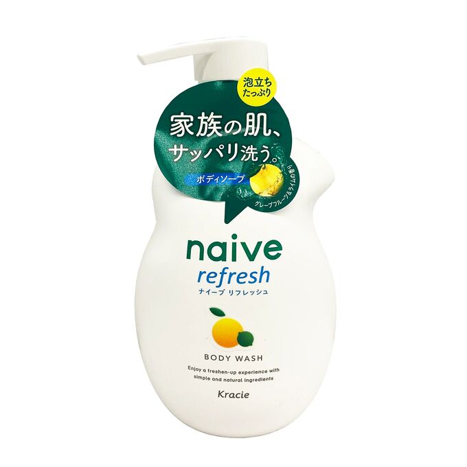 Kracie &quot;Naive Refresh&quot; Мыло для тела с морской грязью, аромат грейпфрута и лайма, флакон с дозатором, 530мл