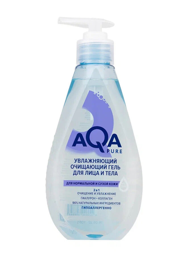 AQA baby AQA Pure Увлажняющий очищающий гель для лица и тела для нормальной и сухой кожи, 250 мл  NEW