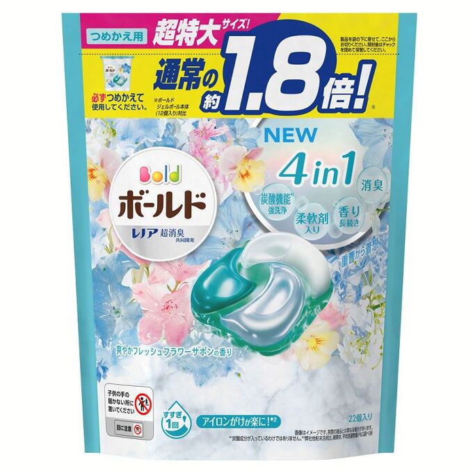 Procter&Gamble Bold Капсулы 22 шт для стирки белья, аромат свежих цветов  22 шт, Япония