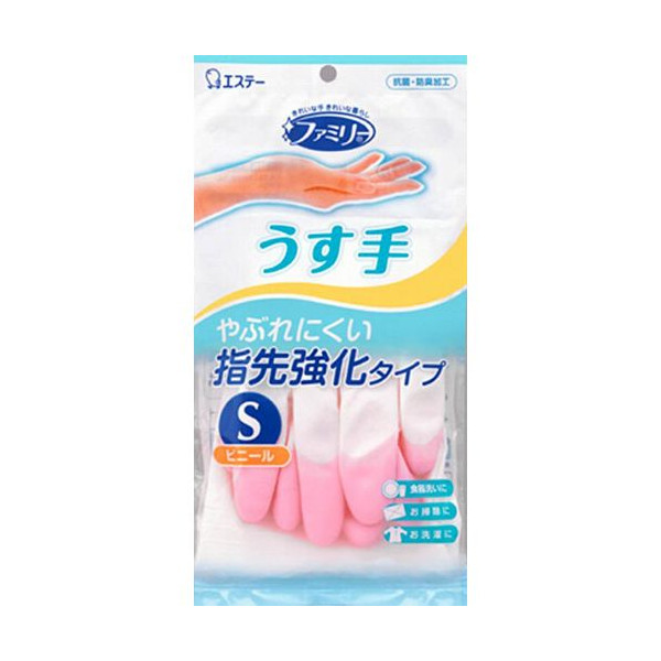 Виниловые перчатки “Family” (тонкие, без внутреннего покрытия, с уплотнением на кончиках пальцев) бело-розовые РАЗМЕР S, 1 пара 240
