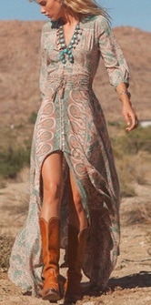 Длинное платье с вырезом спереди и длинными рукавами Цвет: НА ФОТО