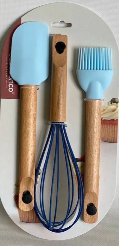 Набор для готовки венчик+лопатка+силиконовая кисть (деревянная ручка)