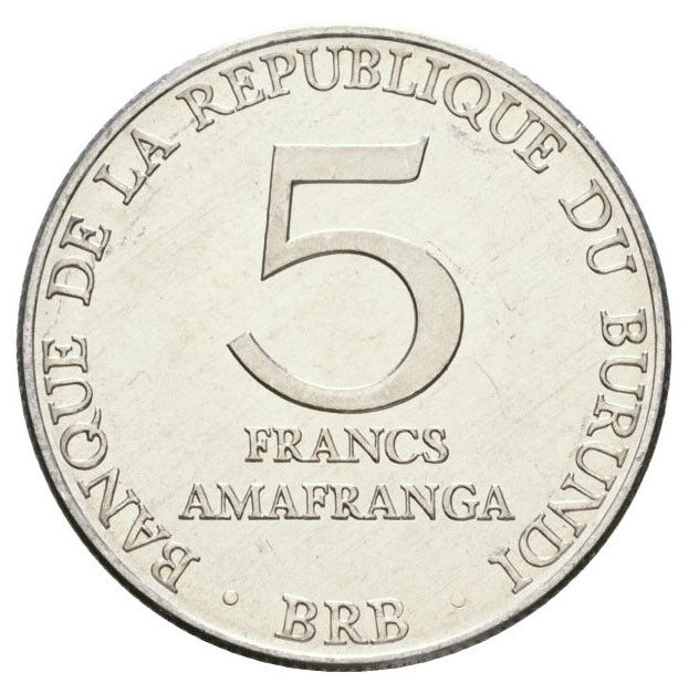 5 франков Бурунди 1976-2013 годов, UNC