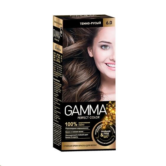 Свобода Gamma Perfect Color краска д/волос кремов. 6.0 темно-русый 3-й уход,защит. блеск 50мл карт./уп 20ш