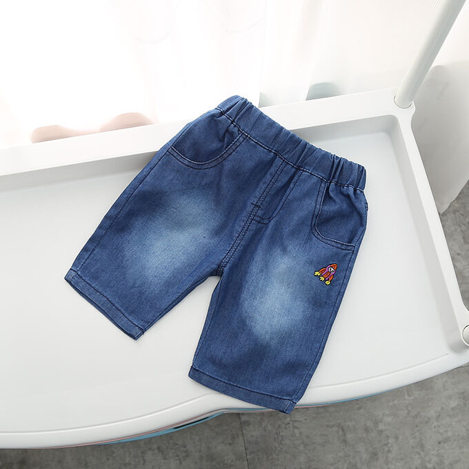 Джинсовые шорты для мальчика, цвет синий + вышивка