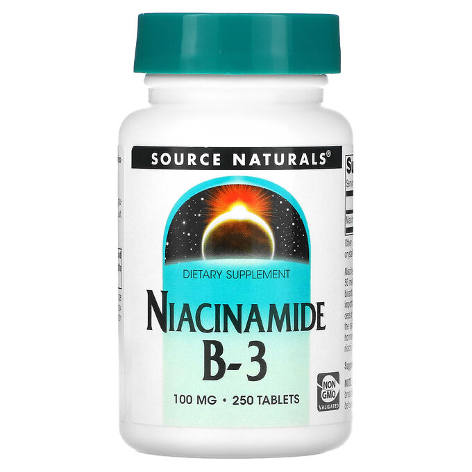 iherb Source Naturals, Никотинамид B-3, 100 мг, 250 таблеток
