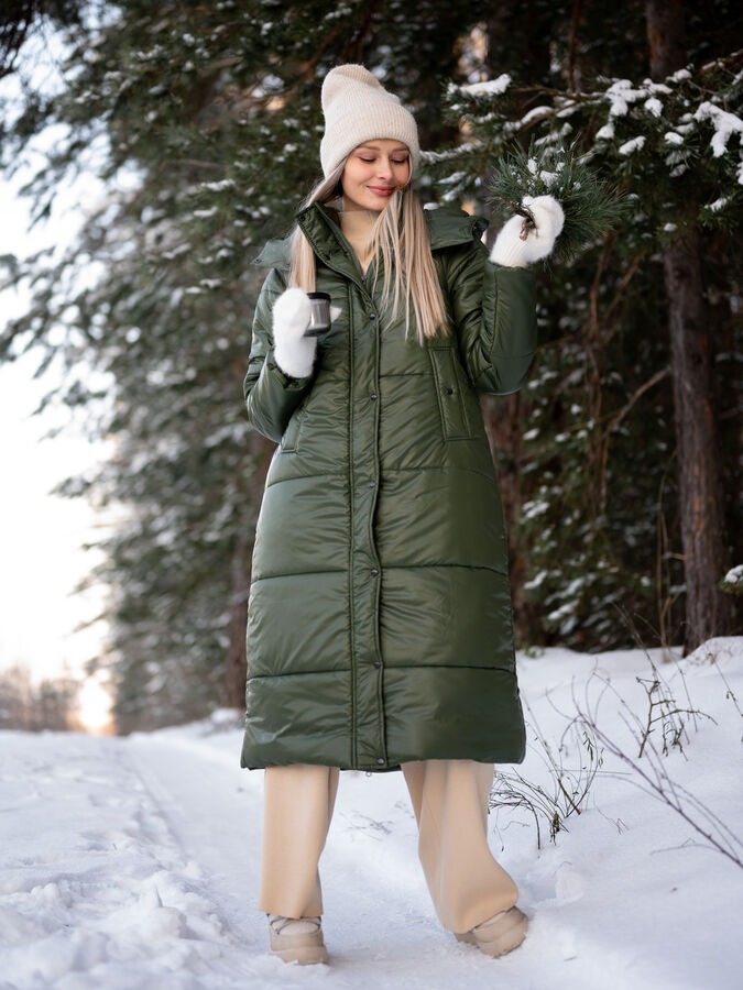 yollochka Пальто зимнее &#039;Дейзи&#039; женское хаки