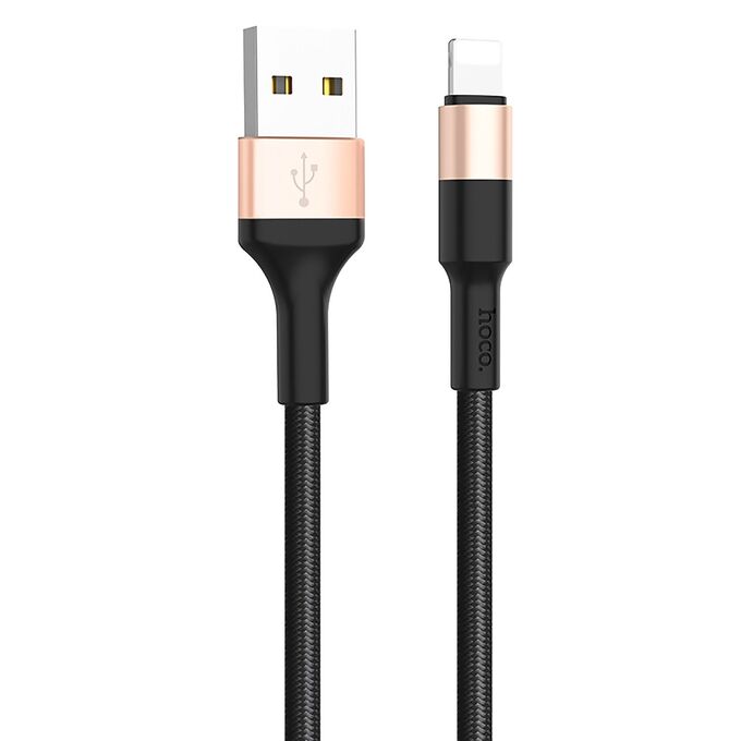 Кабель USB - Apple lightning Hoco X26 Xpress  100см 3A (black/gold)