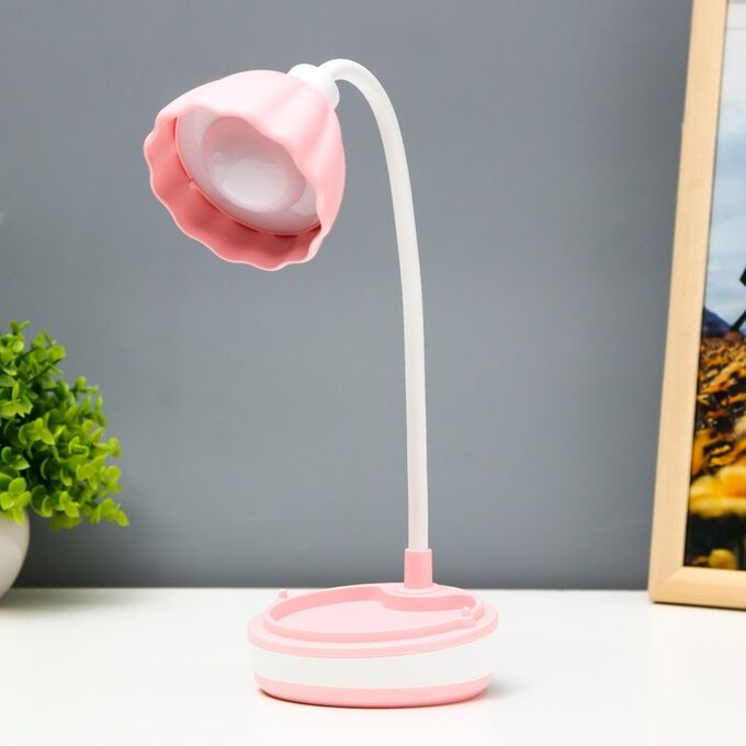 Настольная лампа «Лайни» LED 2 Вт USB АКБ розовый 10.5?10.5?37 см RISALUX