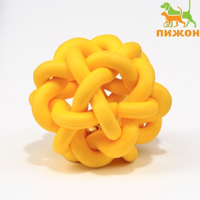 Пижон Игрушка резиновая &quot;Молекула&quot; с бубенчиком, 4 см, жёлтая   7673127
