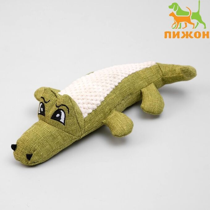 Пижон Игрушка текстильная &quot;Крокодил&quot; с пищалкой, 30 см, зелёный