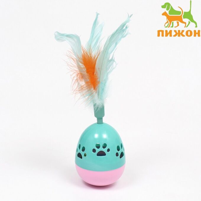 Пижон Игрушка-неваляшка &quot;Перьевой фонтан&quot; для кошек, 20 см, микс цветов