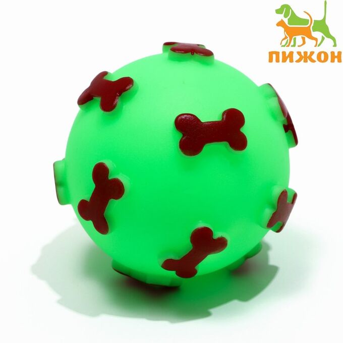 Пижон Игрушка пищащая &quot;Мяч Косточки&quot; для собак, 5,5 см, зеленая