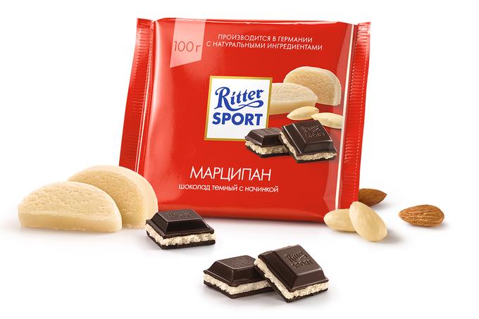 Шоколад Ritter Sport темный с марципаном