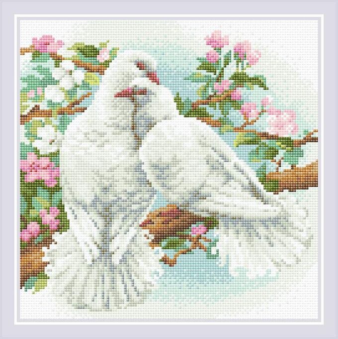 фирма ГАММА Алмазная мозаика Риолис АМ0058 Белые голуби, 30*30 см