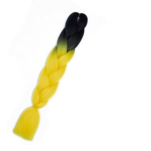 Канекалон В11 коса 60см, омбре из черного в желтый