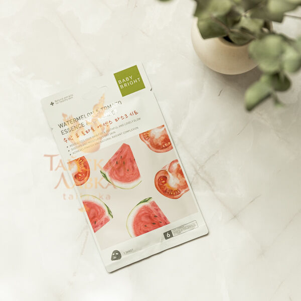 Маска для лица тканевая тонизирующая &quot;Арбуз и Томат&quot; Baby Bright  Baby Bright Watermelon &amp; Tomato Essence Mask Sheet