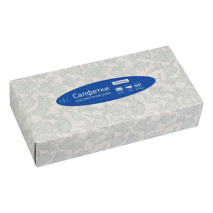 Office Clean Салфетки косметические OfficeClean, 2-слойные, 20*20см, в картонном боксе, белые, 100шт.