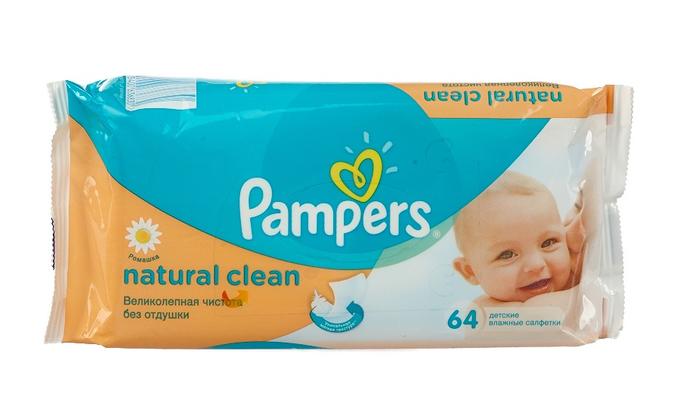PAMPERS Детские влажные салфетки Natural Clean Сменный блок 64
