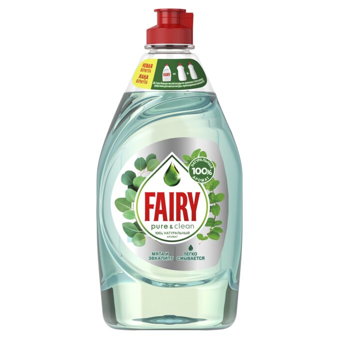 Fairy Средство для мытья посуды Pure &amp; Clean Мята И Эвкалипт Со 100% Натуральным Ароматом 450 мл, Фейри
