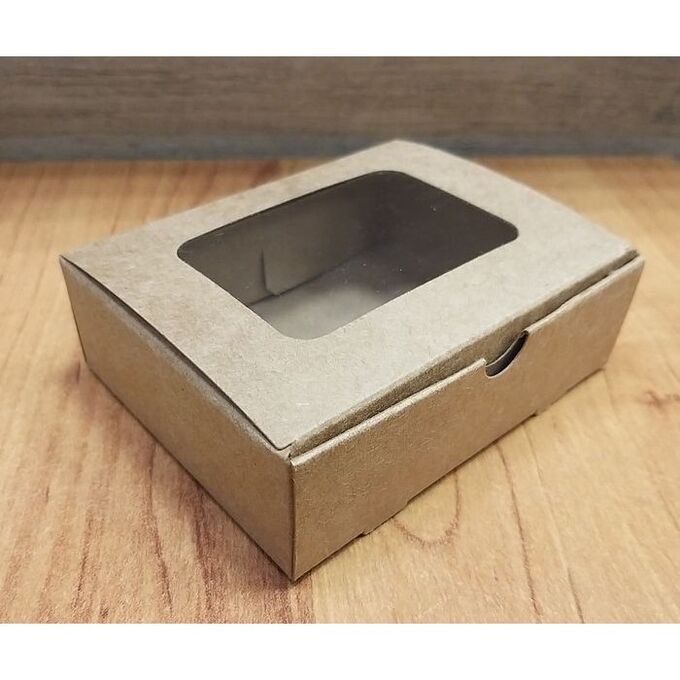 Приморская коробка Коробка (5шт) с откидной крышкой и окном 200*150*70 мм, бурая