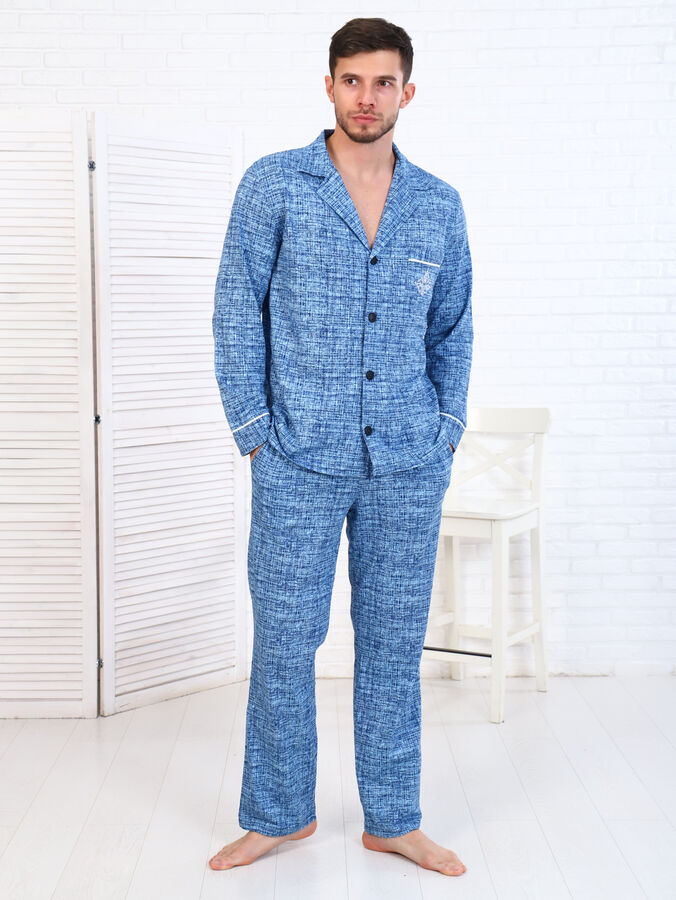 Новое кимоно Пижама мужская 9-194в (синий)