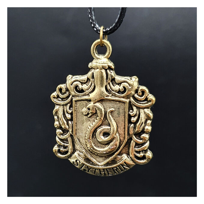 Кулон на шнурке герб Слиз-р-ин, бронза (Волшебная Вселенная) пакет