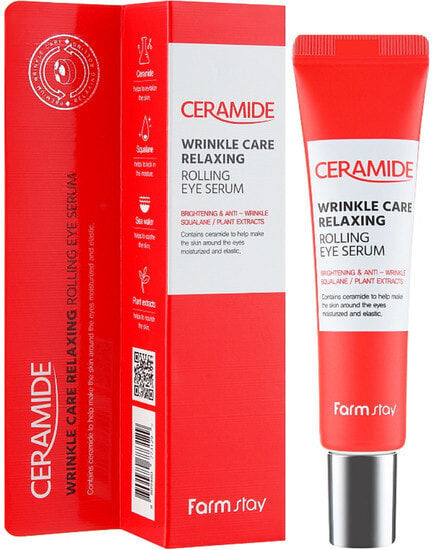 Farm Stay Укрепляющая сыворотка для кожи вокруг глаз с керамидами Ceramide Wrinkle Care Relaxing Rolling Eye Serum, 25 мл