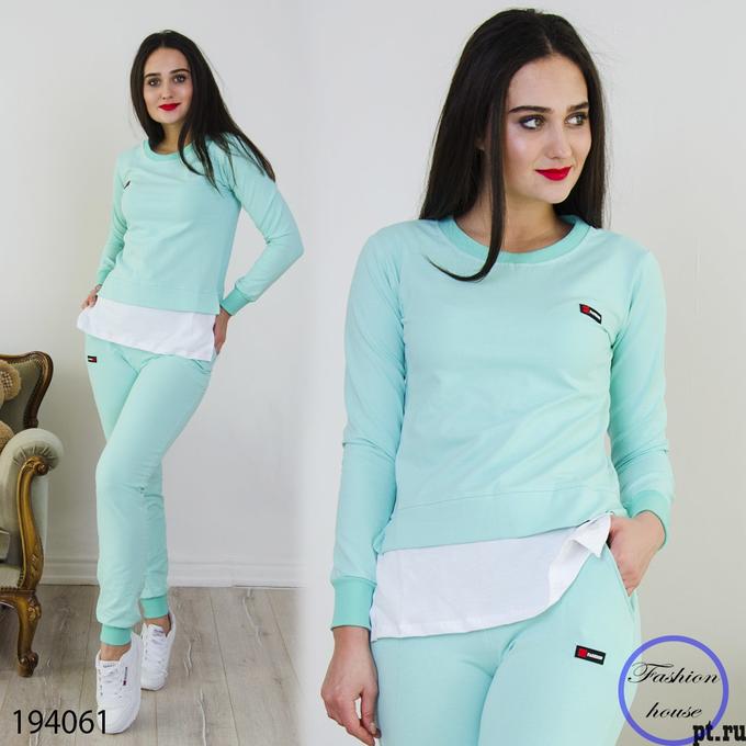 Костюм двухнить с надписью мята b39 SV