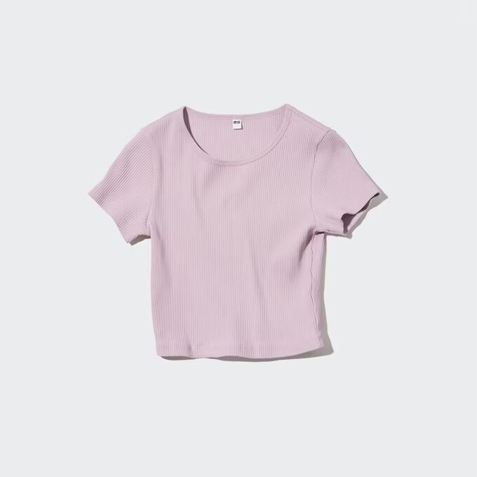 UNIQLO — укороченная футболка в рубчик - 10 PINK