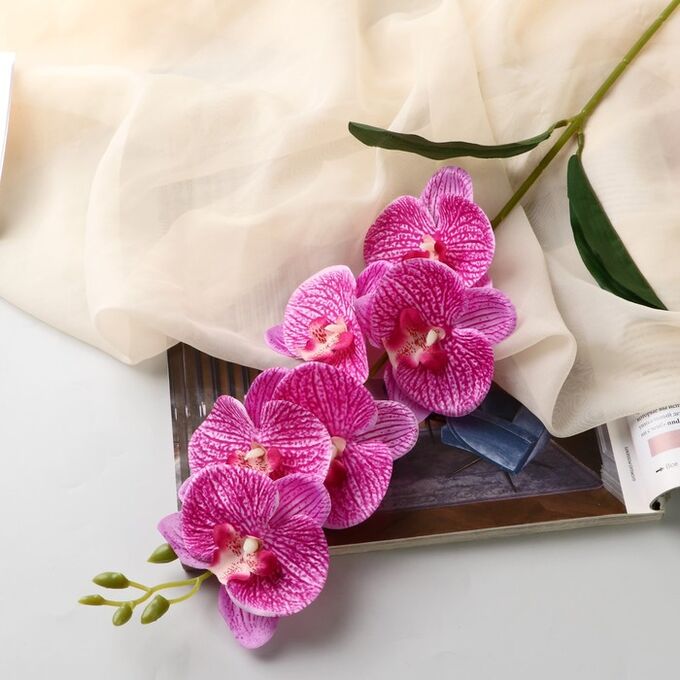 Poetry in flowers Цветы искусственные «Орхидея фаленопсис» премиум, 7x55 см, сиреневый