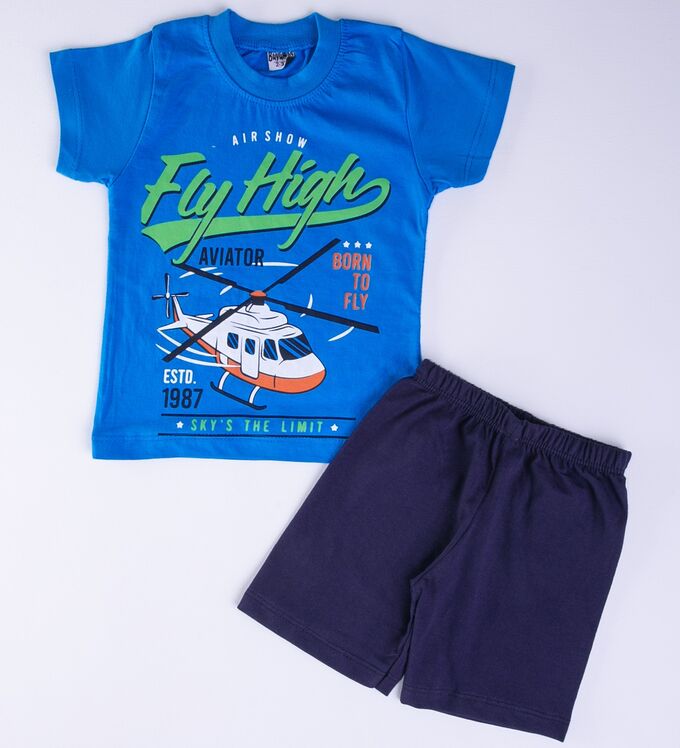 Костюм детский шорты и футболка для мальчика хлопок цвет Синий (Тимошка)