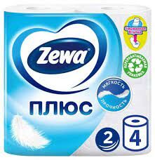 Zewa Зева Туалетная бумага  ПЛЮС 2 слоя  4шт БЕЛАЯ