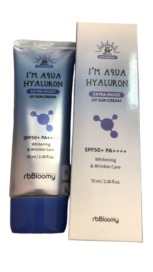 Real Beauty Bloomy Солнцезащитный крем для лица увлажняющий Sun Cream I&#039;m Aqua Hyaluron Extra Moist UV SPF50+/PA++++, 70 мл