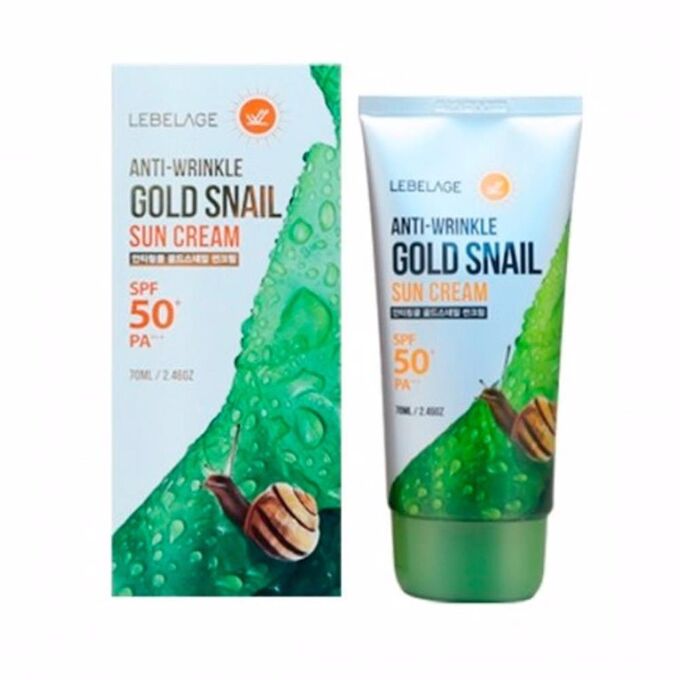 Lebelage Солнцезащитный крем с муцином улитки Sun Cream Anti-Wrinkle Gold Snail SPF50+/PA+++, 70 мл
