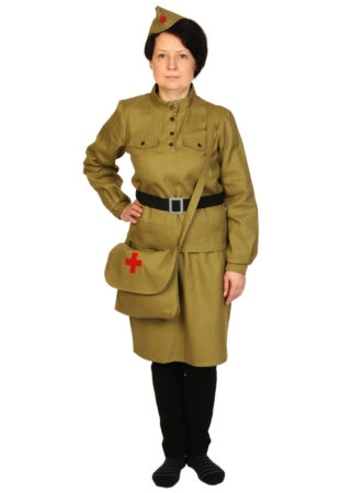 Карнавальный костюм Медсестра военная текстиль взр. рост 162 см (размер 42-44)