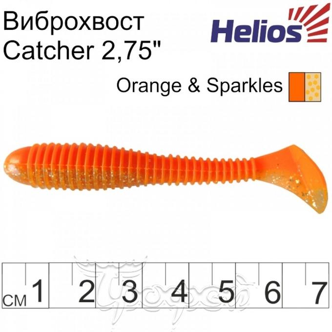 Виброхвост Catcher 2,75&quot;/7 см Orange &amp; Sparkles 7шт. (HS-1-022) Helios