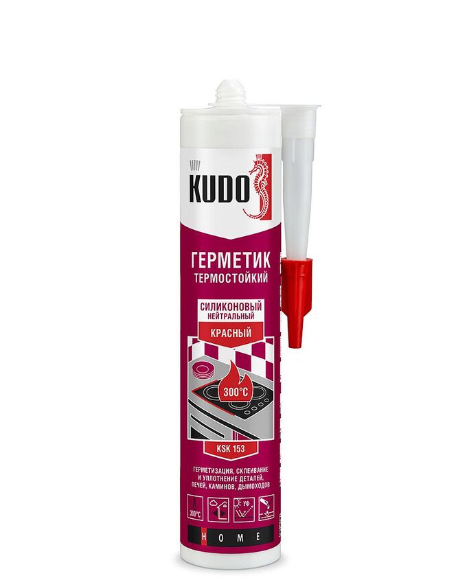 Kudo, Герметик силиконовый нейтральный термостойкий красный 280мл, Кудо