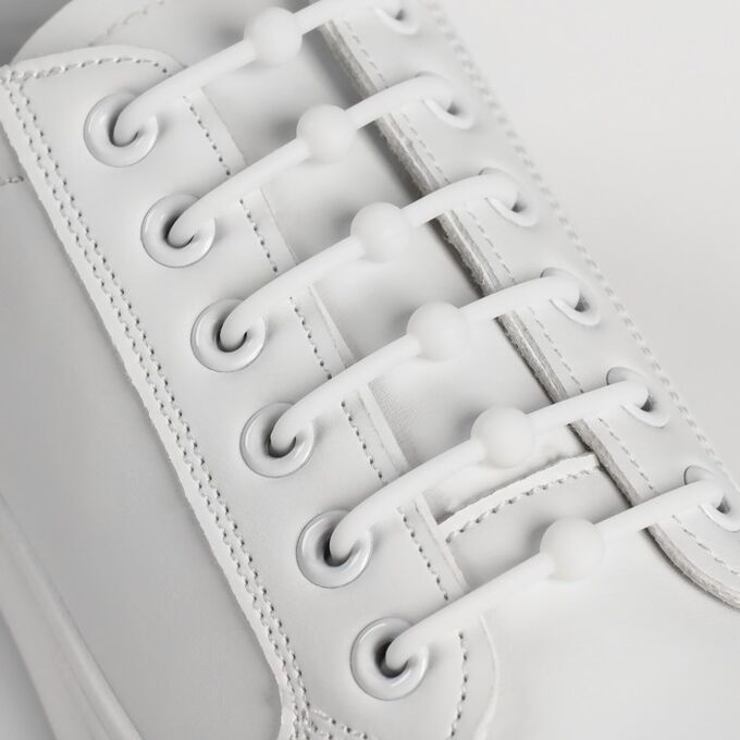 ONLITOP Набор шнурков для обуви «Шар», 6 шт, силиконовые, круглые, d = 15 мм, 6,5 см, цвет белый