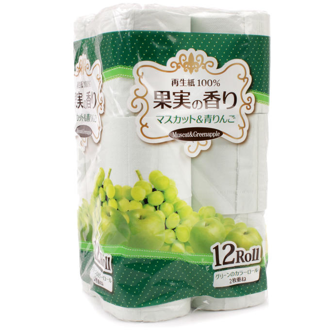 IDESHIGYO Туалетная бумага двухслойная, аромат муската и зеленых яблок, 27,5 м, 12 рулонов